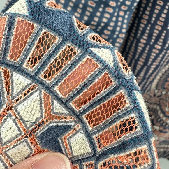 BCBG MAXAZRIA Alina woman cotton 70's bohemian hippie mini blue shift dress L - Picture 8 of 14